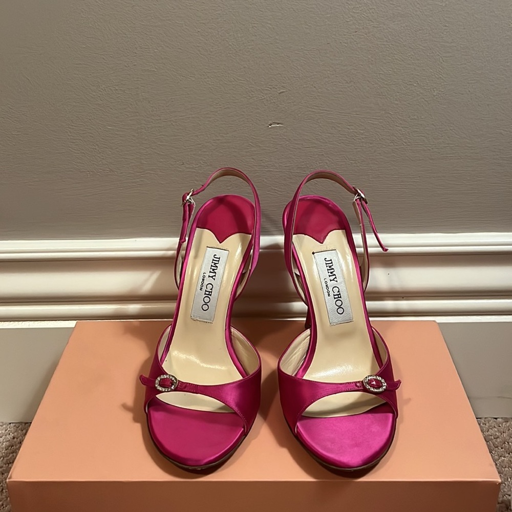 Y2K Jimmy Choo Hot Pink Sling-backs - Picture 2 of 6